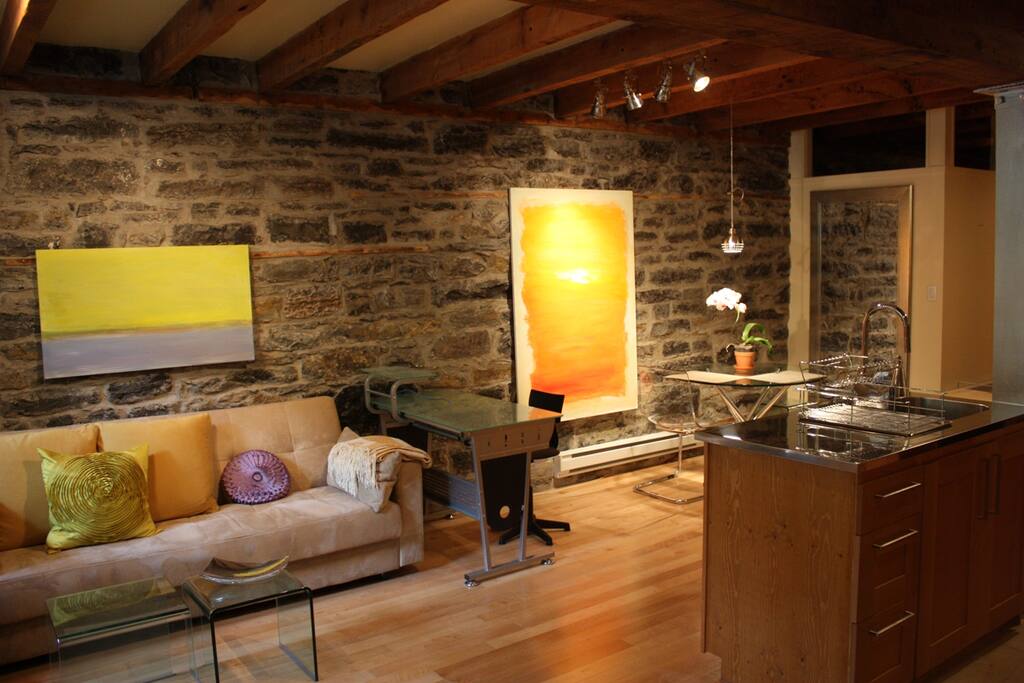 living room with pull out sofa