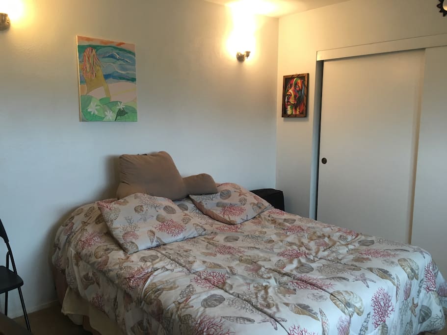 Fold out single bed on the side of the closet if needed