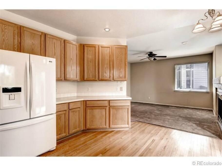 Kitchen and Living space before furniture was added
