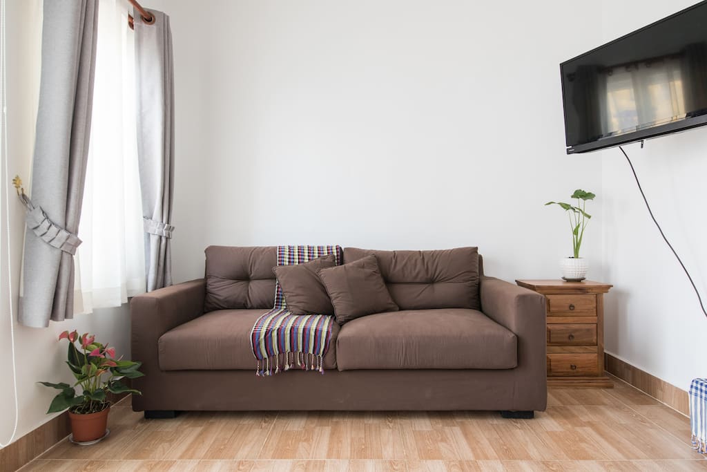 A comfortable two seater sofa