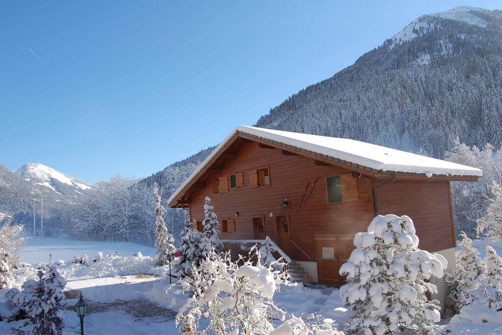 Chalet, apartement is at the first floor.