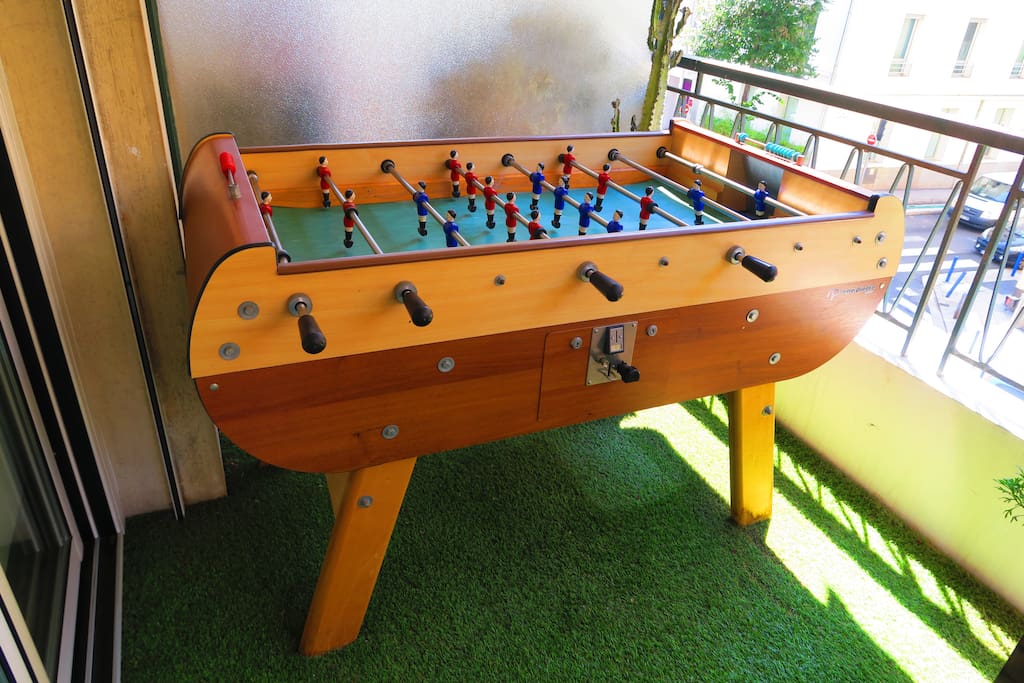 You can enjoy a game of foosball on the terrace.