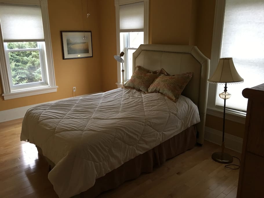 Brand new mattress in Master Bedroom offers good night sleep.