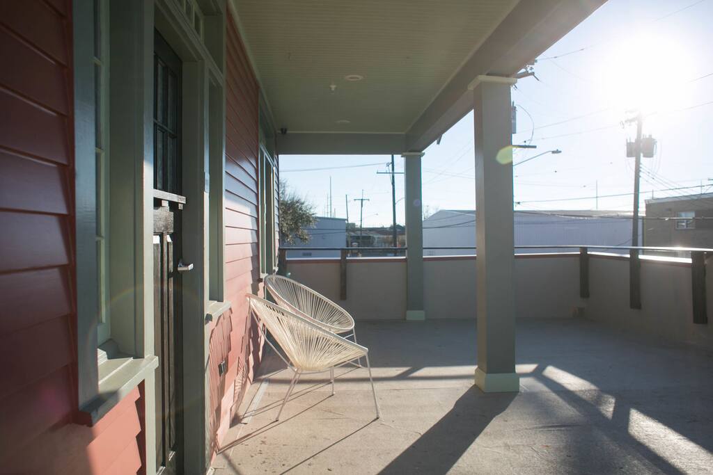 The front porch! We also have a large table and chairs up here (not pictured).