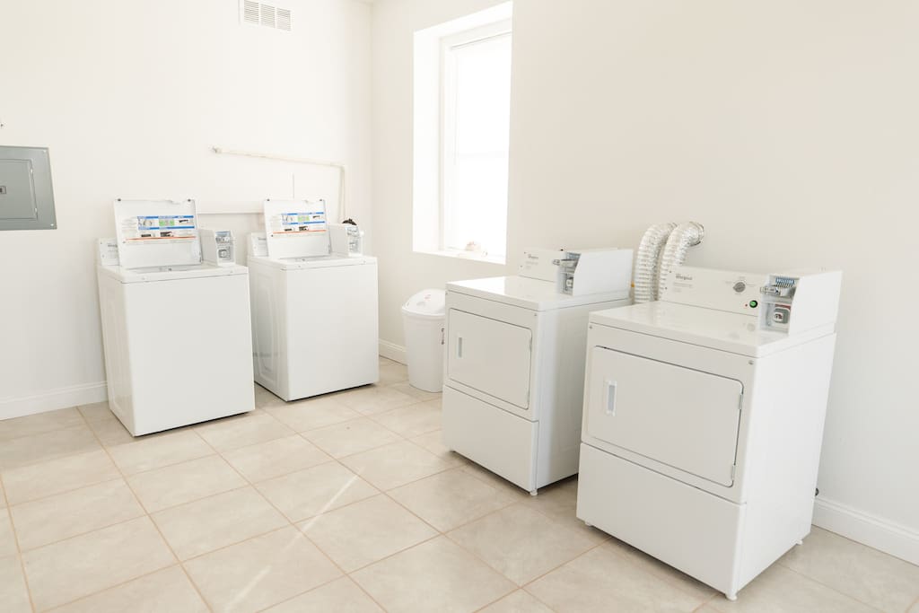 Coin laundry is located on the first floor of the City View Lofts building