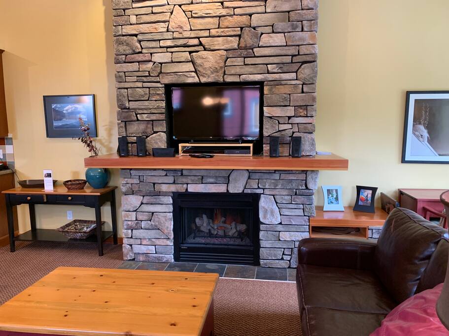 Gorgeous Stone Fireplace and Cable TV