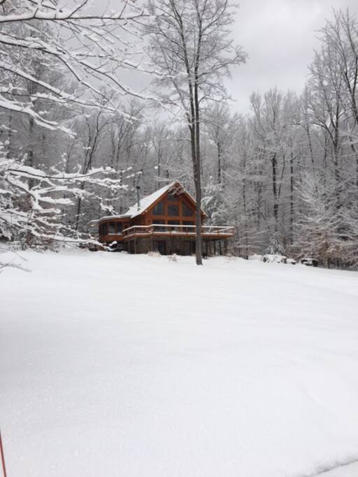 Snowy cabin!