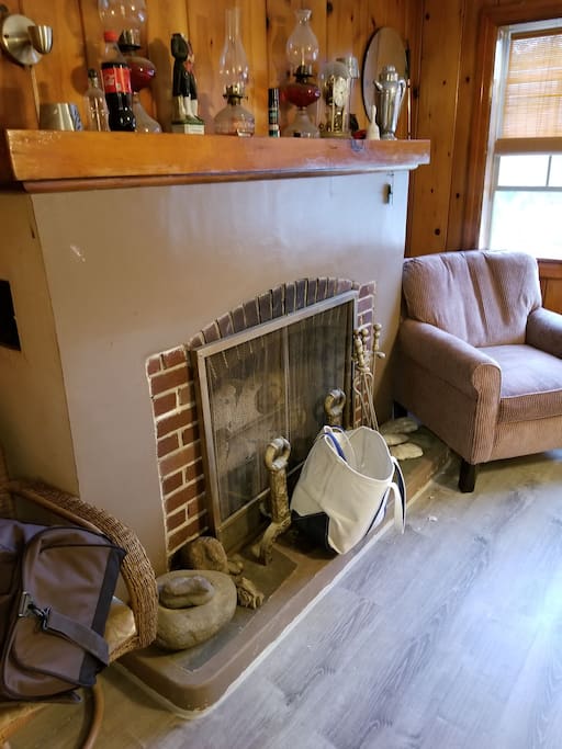 living room with gas fireplace