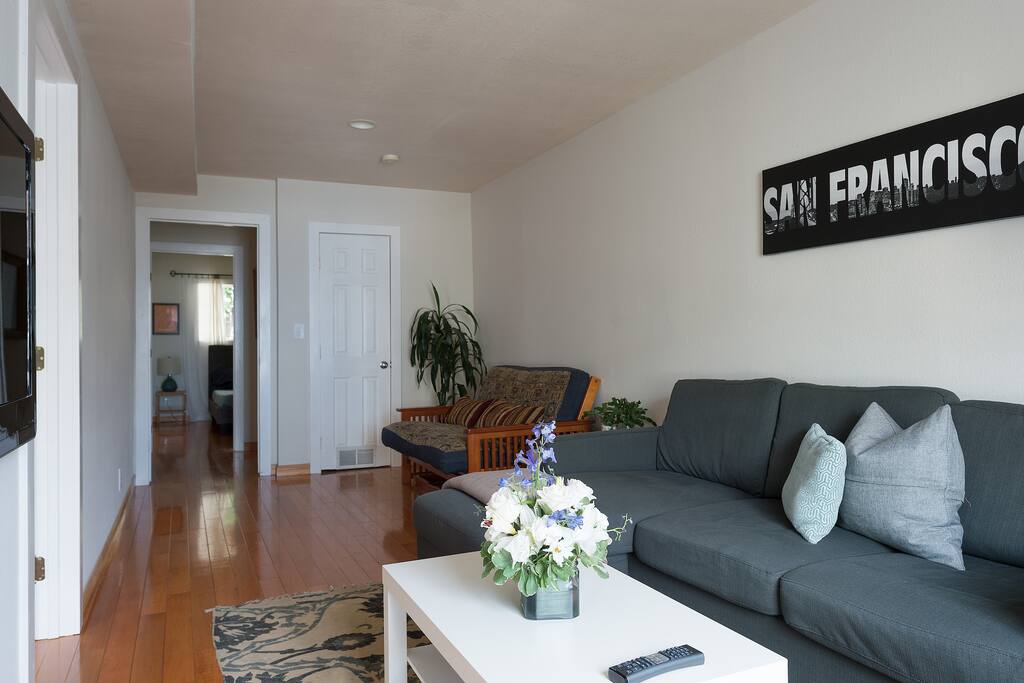 Living room with spare futon