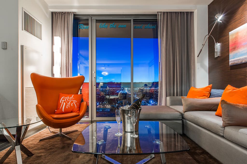 NO other suite in the Palms as the custom furniture pieces that make the Good Vibes Suite one of a kind.