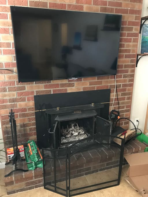 TV and fireplace for use