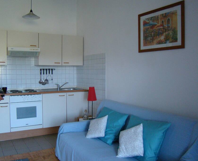Living room with kitchen
