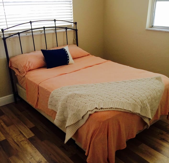 Full Bed which accommodates a single person or couple.