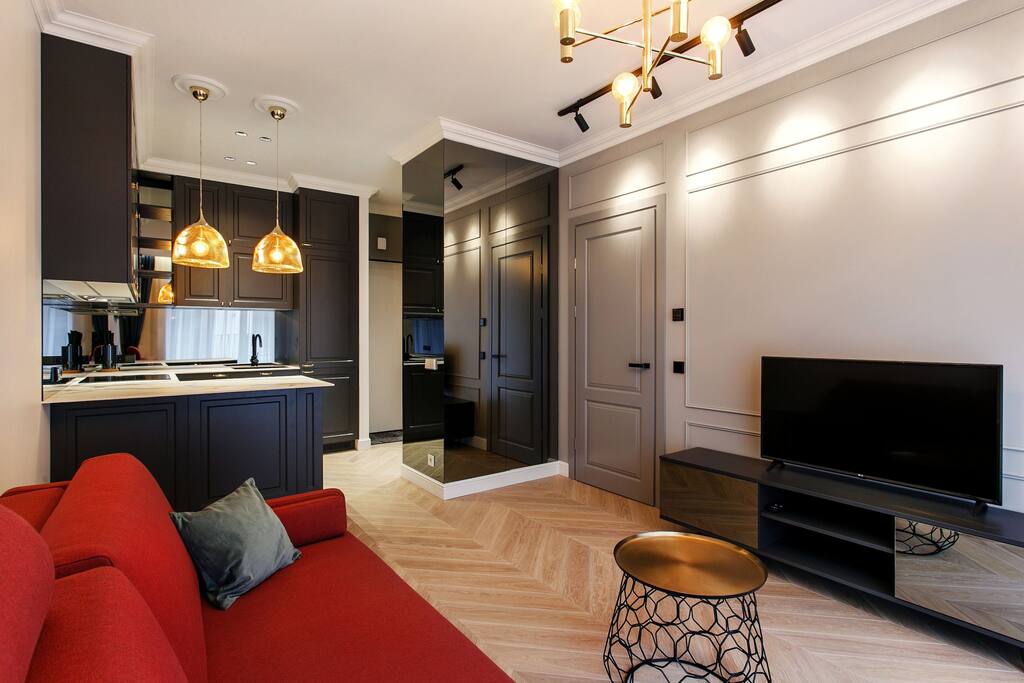 Living room and kitchen area