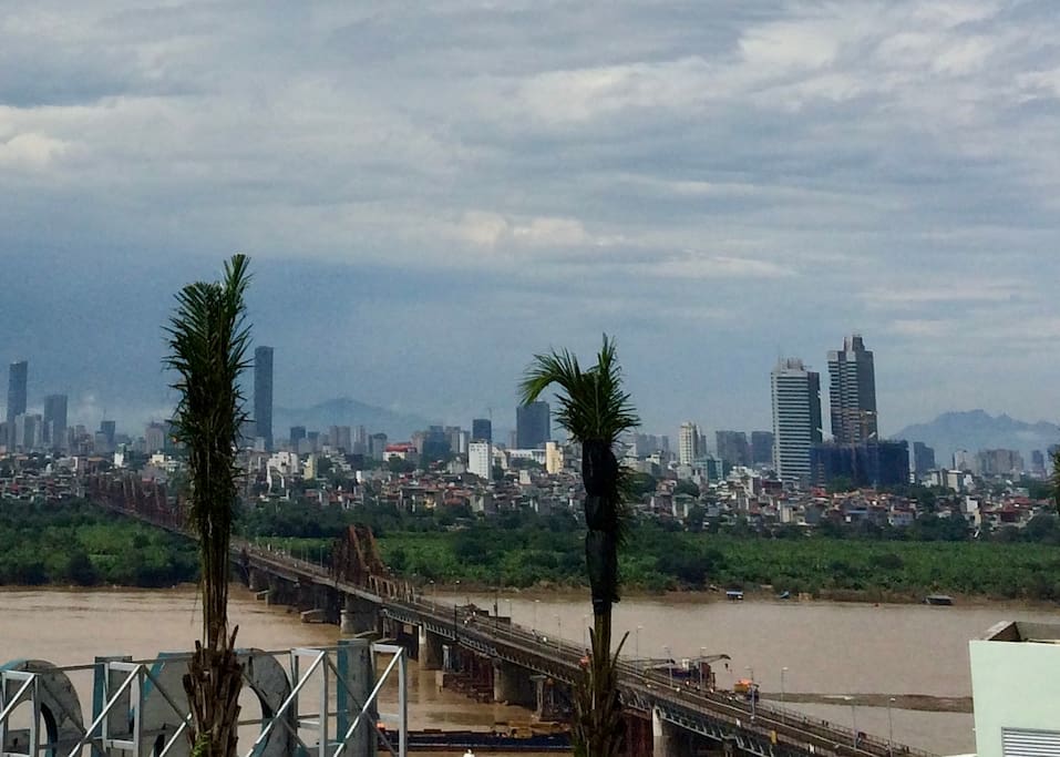 Longbien bridge and city skyline