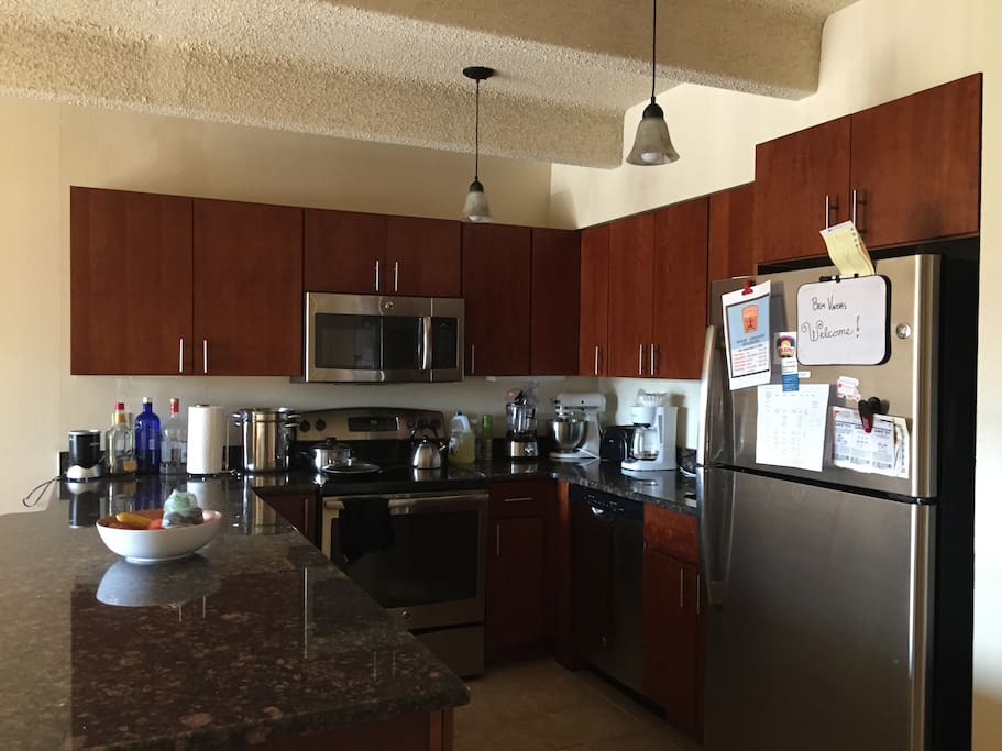 Huge marble countertops in the kitchen.