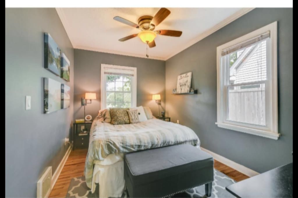 Master bedroom - Queen sized bed, and 55-inch TV