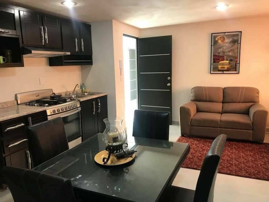 sala, comedor y cocina
