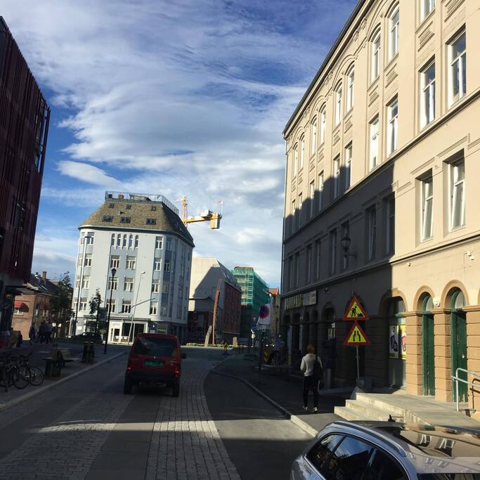 The town is only a 3min walk to the left