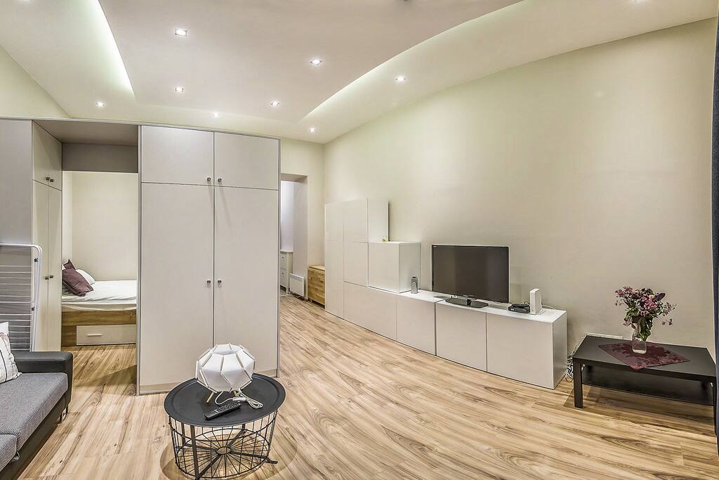 Bedroom in relation to living room