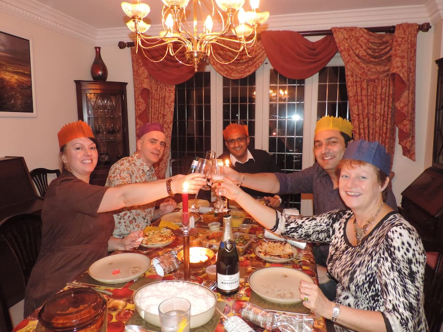 Former guests return for a Christmas dinner party.