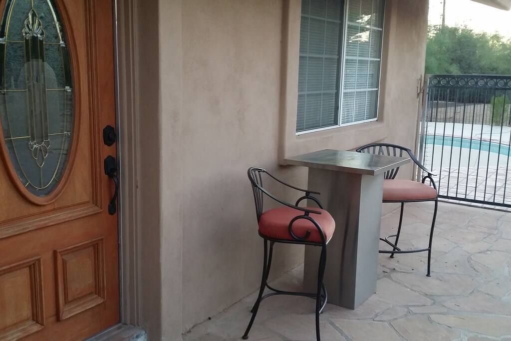 Casita Front Door and sitting area