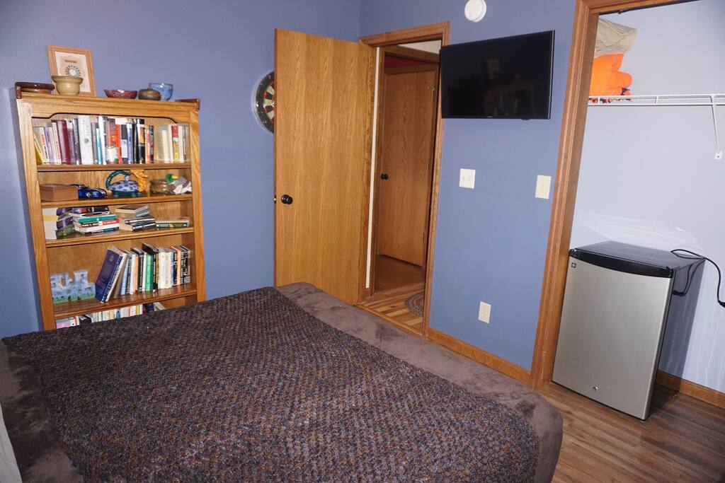 Flat screen TV and fridge
