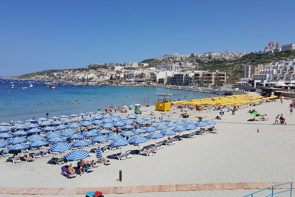 Mellieha Beach 10/6/17 . House on the right 5 minutes walk.