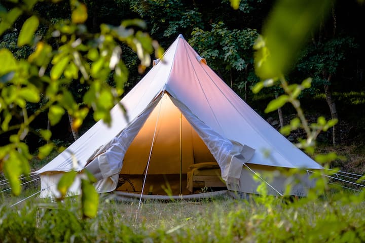 the tent on the river