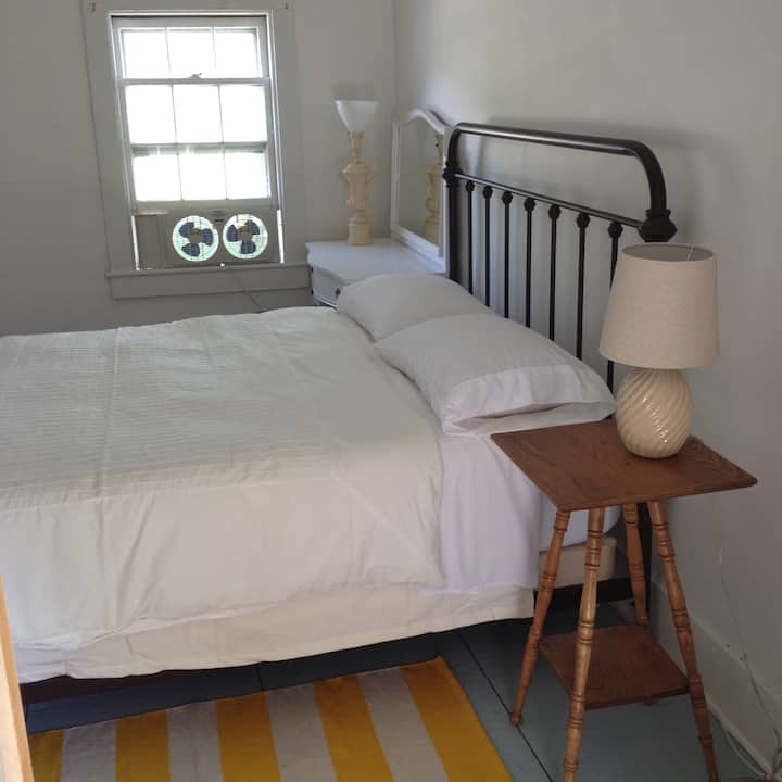 Middle Bedroom.  Queen bed, down comforter, hypoallergenic down pillows.  You can rent this room alone, or the entire house.