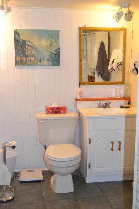 Large bathroom with shower