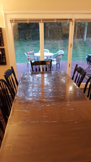 Enjoy the backyard view during dinner!