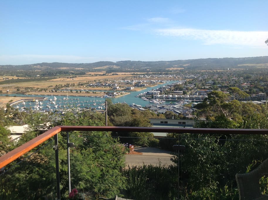 Views over the marina from the deck