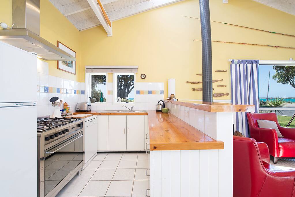 Kitchen with Italian stainless steel stove & dishwasher