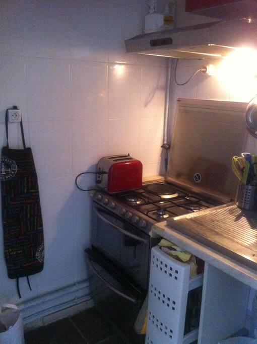 Cuisine toute équipée : lave vaisselle, four, plaques (gaz et électrique), hotte aspirante