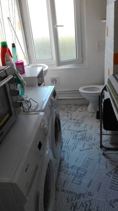 toilettes et buanderie (lave linge / seche linge / table a repasser)