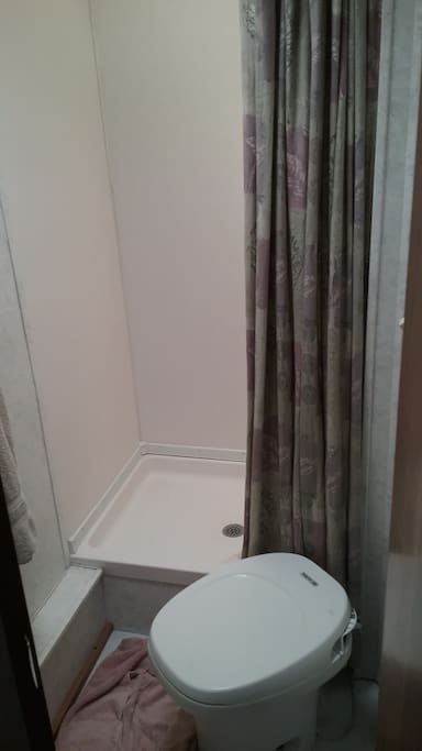 Bathroom with shower.