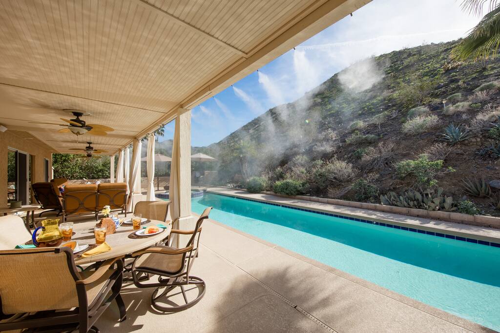 Professional misting system near the pool