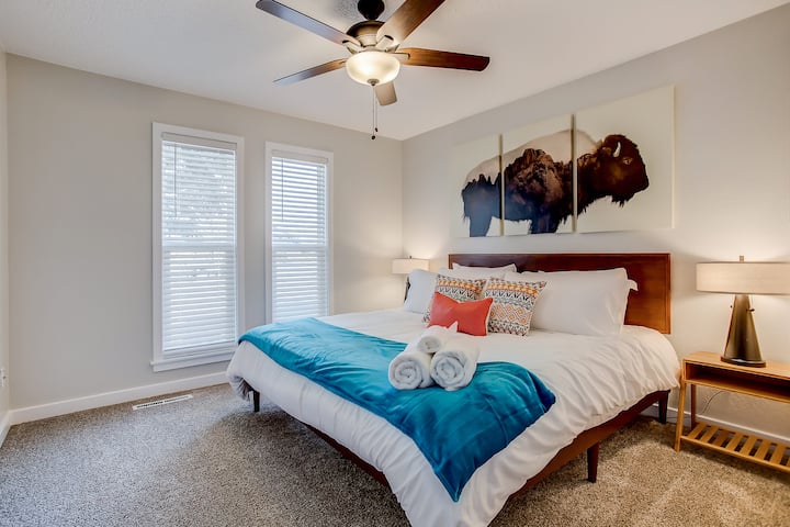 Main level bedroom. King bed