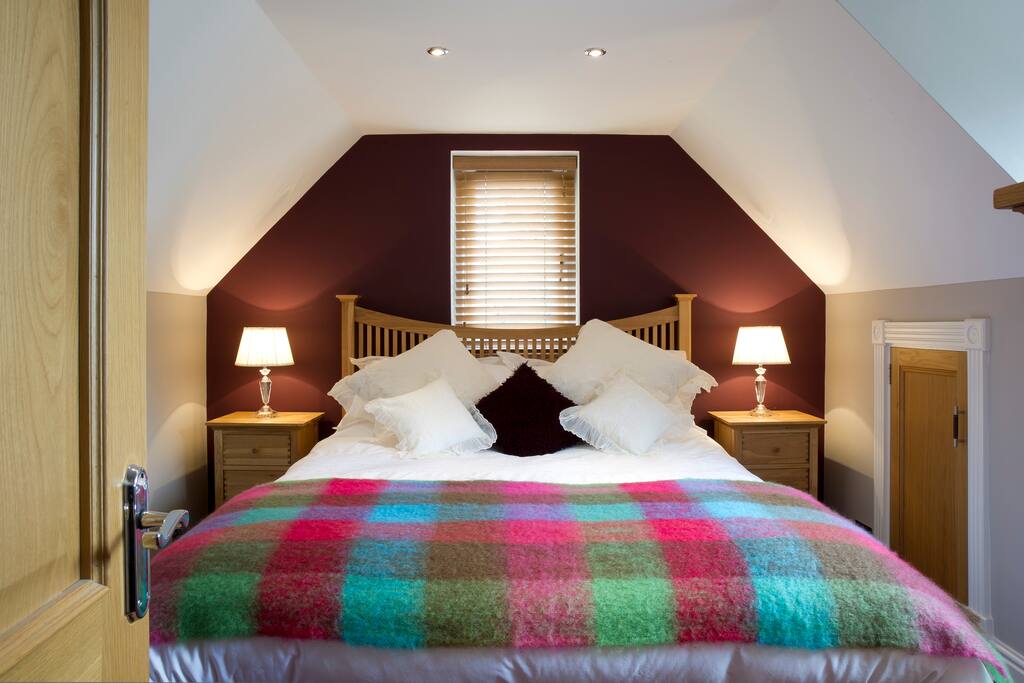 Luxury memory foam bed with luxury bedding...