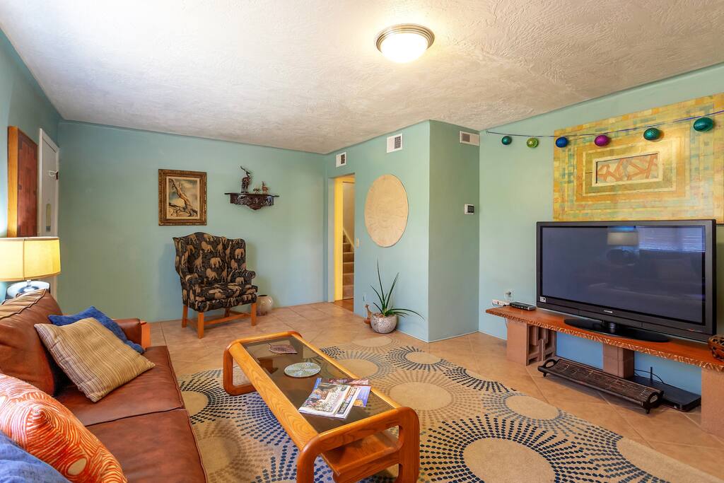 Also enjoy the free, high speed Wi-Fi throughout the home while catching up on your emails and social media. There's even a super comfy, memory foam queen size sleeper sofa. The perfect place to relax and unwind.