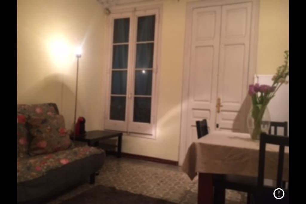Private Living Room with dining table, fridge and coffee machine