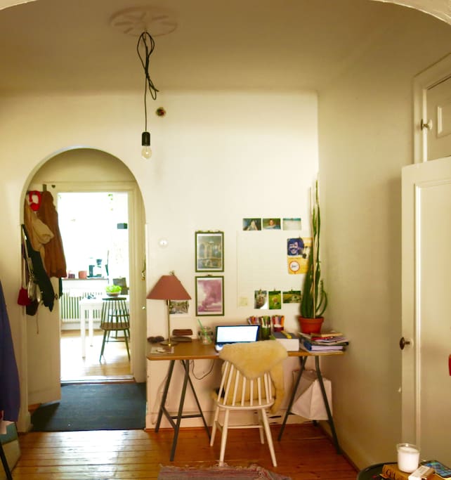 Desk and hallway