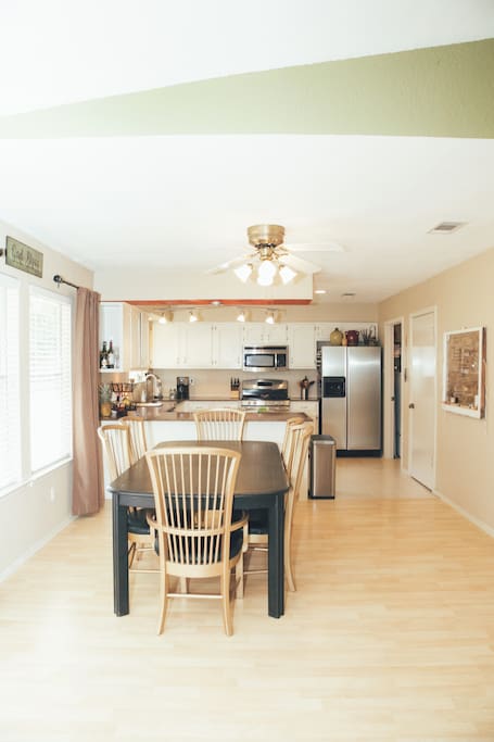 Open concept dining and kitchen area make entertaining easy