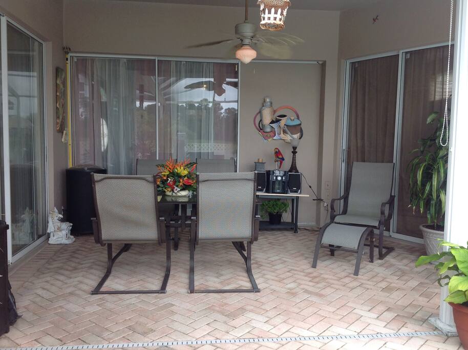 Covered shady area for outdoor meals or drinks!