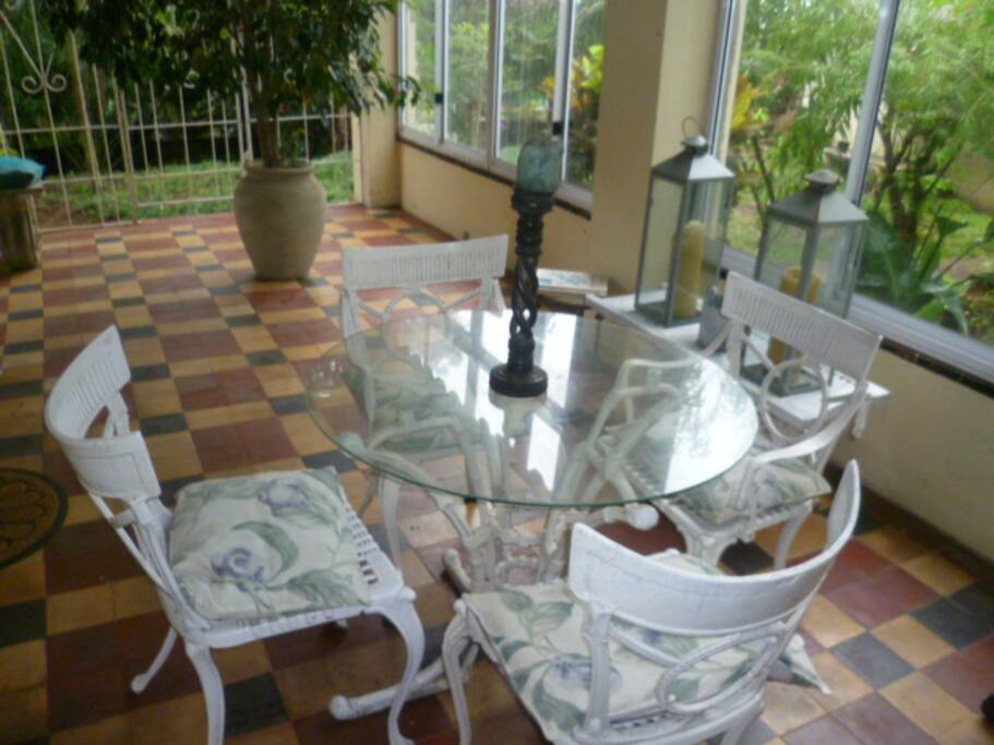 Accoustic tiles on this outside verandah