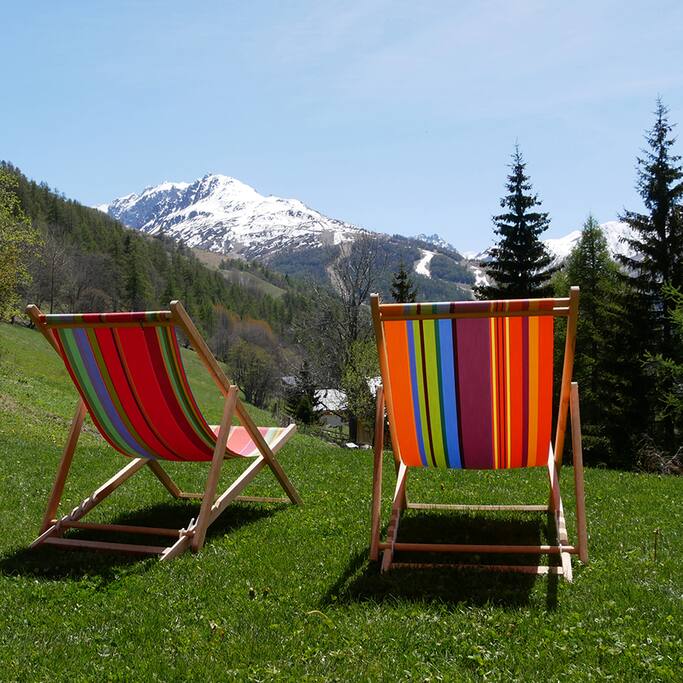 ↟↟↟ Chalet La Sapinière ↟↟↟ Valloire (vue sud depuis les transats)