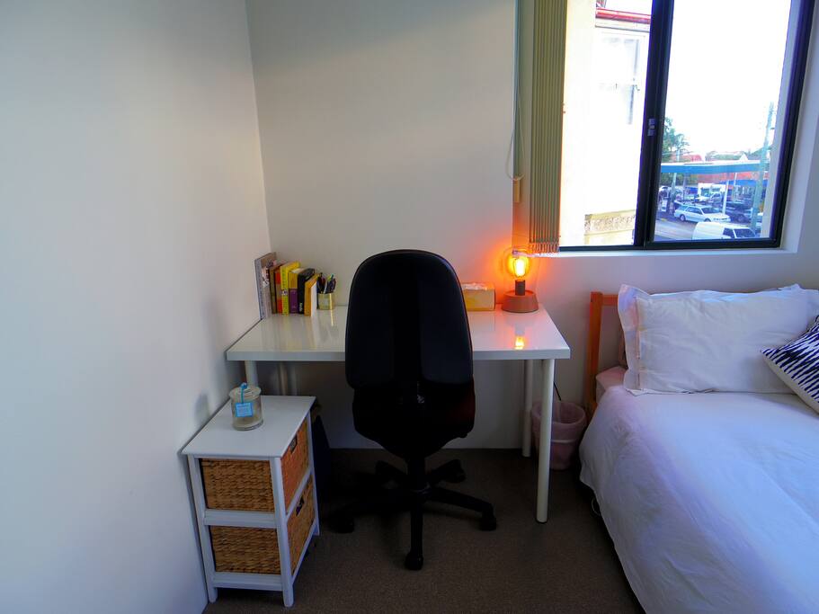 Desk workspace in bedroom