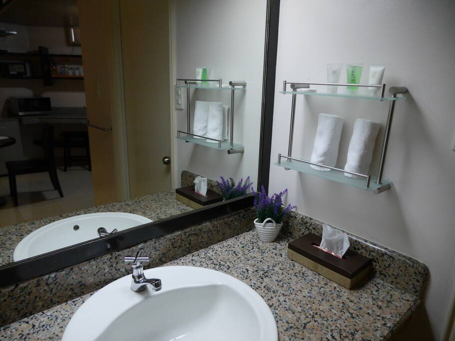 Personalized amenities shower, lotion, bath gel
