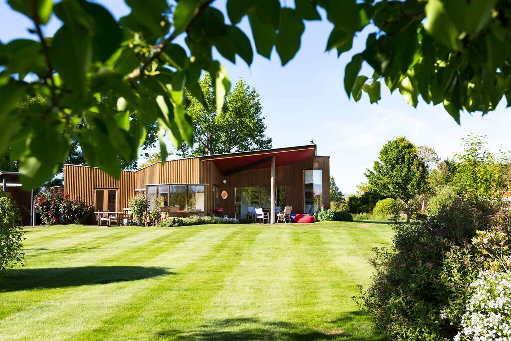 The patio has BBQ facilities, bean bags to use on the lawn, and cane table + chairs. It also provides plenty of shade for sunny summer days.